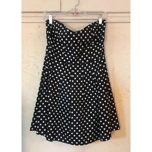 Polka Dot Strapless Mini Dress Black & White